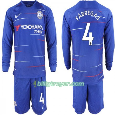 Billige Fotballdrakter Chelsea Cesc Fabregas 4 Barn Hjemmedraktsett 2018/19 Langermet